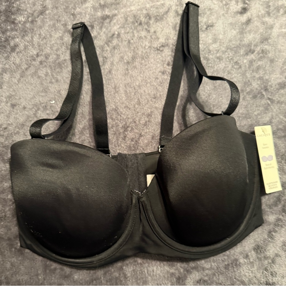 NWT Cacique Black Convertible Strapless Bra 36DDD